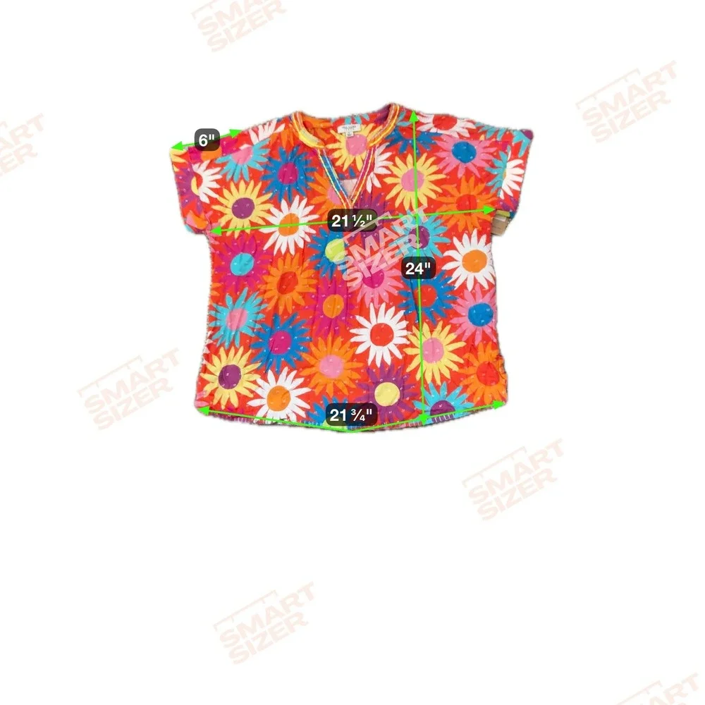 TRU LUXE JEANS Women's‎ Colorful Floral Tunic Top V-Neck Short Sleeve Large Y2K - Picture 5 of 5